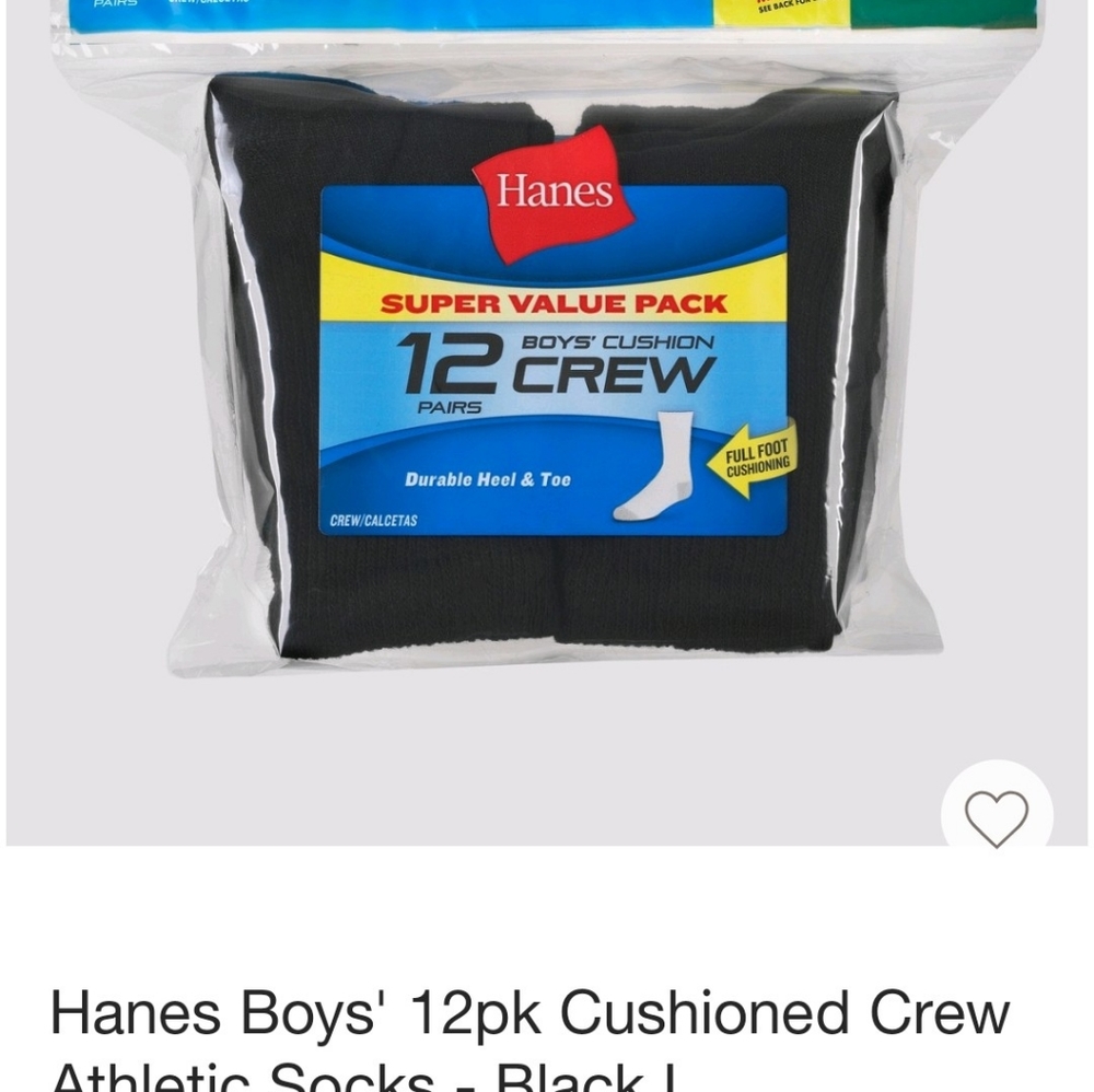 Hanes Boys Size Large Socks